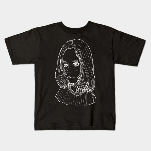 Portrait line art Kids T-Shirt by TKDoodle